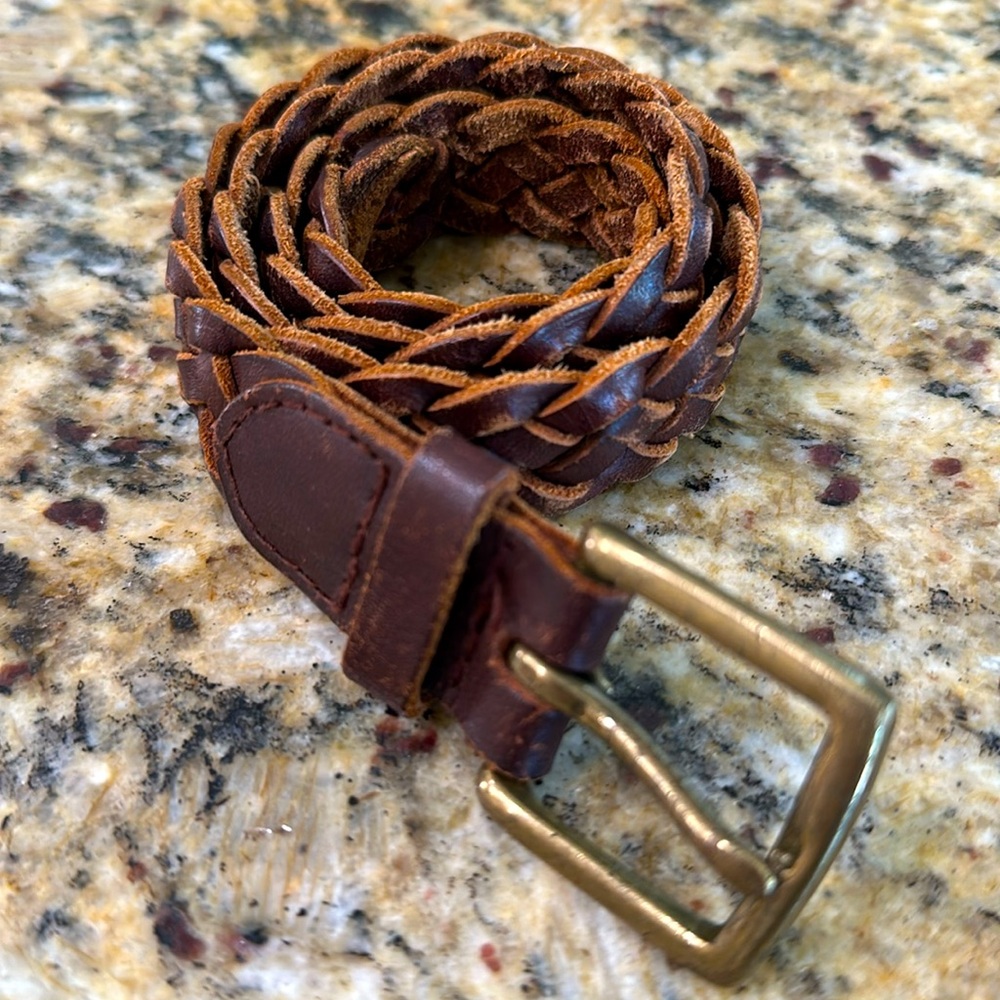 Leather woven belt Boys small 27”